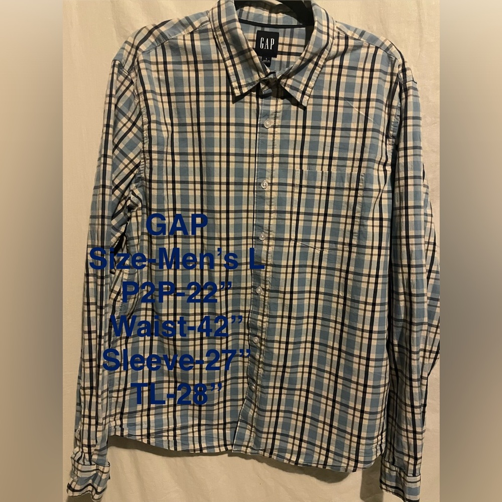 💰GAP Mens Plaid Button Down Size-L